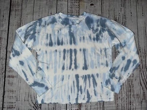 Athleta Girl Beach Breeze Tie Dye Sweatshirt Top Size XL 14 Blue White - Picture 1 of 6