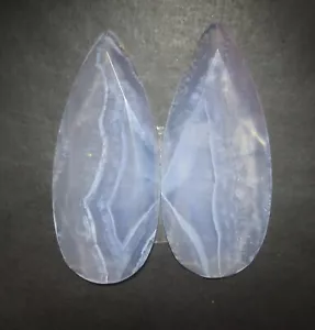 Natural Blue Lace Agate Pair Pear Shape 24.40 Cts Loose Gemstone J 2702 - Picture 1 of 5