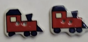 VINTAGE ~ Ceramic Train Engine Shape Buttons Multicolor ~ Lot/2 - ⅞" Diameter - Picture 1 of 5