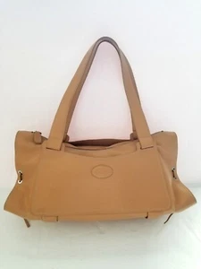 TOD'S Womens Baguette Style Bag Triangle Sides Beige/Camel Leather Shoulder Bag - Picture 1 of 12