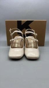 Kurt Geiger Amelia Beige Croc-Embossed Heels with Double Straps - Size 38/ 5UK - Picture 1 of 12
