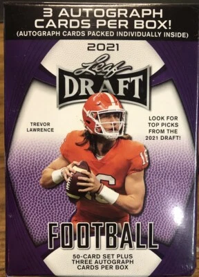 2021 LEAF DRAFT FOOTBALL PREMIUM HOBBY BLASTER BOX SEALED TREVOR LAWRENCE RC - Image 1 of 3