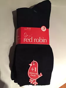 BNWT Boys or Girls Red Robin Brand Trafalgar 4 Pack Navy School Socks Sz 7-11 - Picture 1 of 1