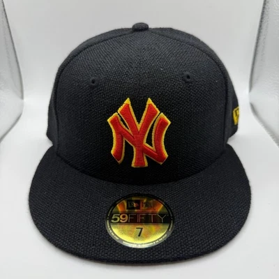 New Era 59Fifty New York Yankees Cáñamo Negro/Naranja Color Pack Sombrero Talla 7 Nuevo Foto 1 de 4