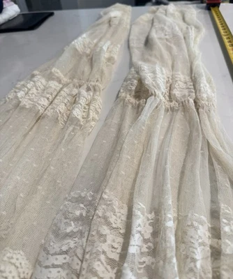 Cachecol de renda marfim vintage rede transparente 118” longo festival nupcial boho cottagecore - Imagem 1 de 4