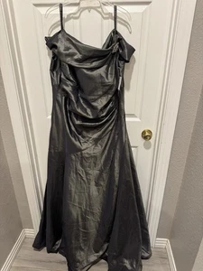Alex Evening Festkleid Rüschen Drapiert Metallic Olivgrün Cold Shoulder 22 W - Bild 1 von 6