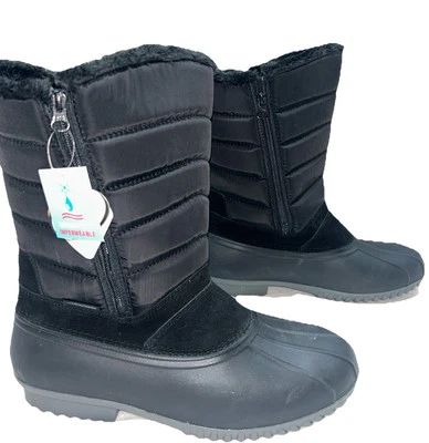 Bota de pato forrada de piel sintética Propet Ill is para mujer, talla 12 extra ancha, nueva con etiquetas, negra Foto 1 de 4