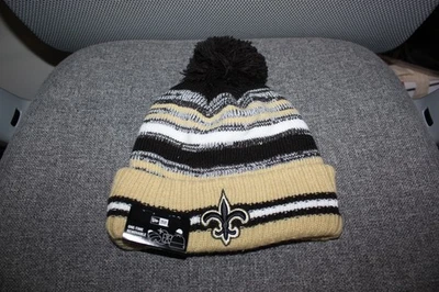 Новая эра НФЛ Новый Орлеан святых с манжетами вязаная шляпа Beanie Toboggan зимние полоски - Изображение 1 из 3