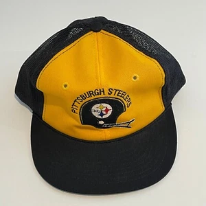 Vintage 80er Pittsburgh Steelers NFL schwarz gelb Meshback Trucker Cap Mütze M/L - Bild 1 von 7