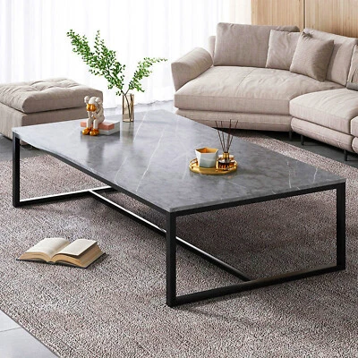 Coffee Table Living Room Table Modern Marble Design Coffee Table Black/Grey 100 cm - Image 1 of 4
