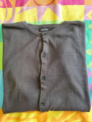 Cardigã feminino Eskandar mistura de linho botão para cima suéter boxy tamanho Os - Imagem 1 de 4