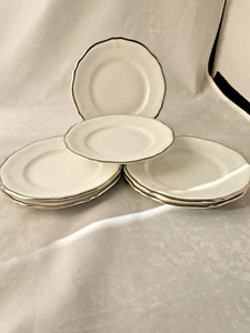 Johann Haviland Chippendale Set of 6 Bread plates 6" White/platinum EC - Picture 1 of 6