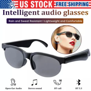 Bluetooth Bone Conduction Headphone Smart Glasses Speaker Sunglasses Headphone - Picture 1 of 9
