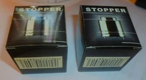 Lot/2 New Boxes WINE & CHAMPAGNE BOTTLE STOPPERS Chrome & White, Top Marked WINE - Picture 1 of 3