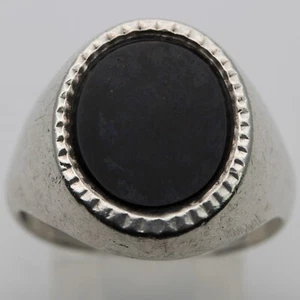 Anillo de sello de ónix de plata de ley vintage - talla U - Imagen 1 de 20