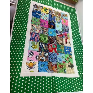 Handmade Boys Quilt bordered blanket tractors trucks robots frogs ispy turtles - Picture 1 of 12