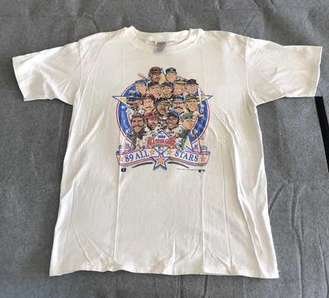Vintage 1989 MLB All Star Game Caricature T-Shirt XL Salem Oneita Angels Cover