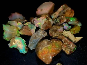 Certified 100 Ct Lot Natural Multi Flash Ethiopian Opal Welo Fire Rough Gemstone - Picture 1 of 5