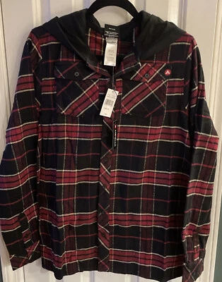 NOVA CAMISA AIRWALK manga longa borgonha xadrez botão para baixo com capuz juventude GG nova com etiquetas - Imagem 1 de 4