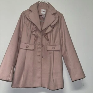 Candies Girls Kids Jacket Coat Sz L Pink Button Up Long Sleeve - Picture 1 of 12
