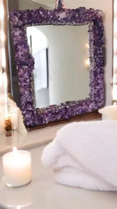 12"x18" Amethyst Gemstone Mirror Wall Art Home & Bathroom Mirror For Room Decors - Picture 1 of 8