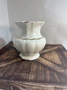 Vintage French Sevres Opaline Glass Vase, 4.5” White, Made In France, Gold - Picture 1 of 10