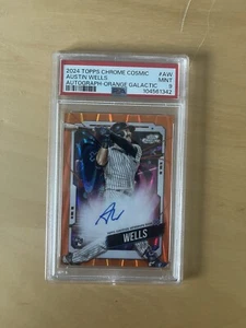 2024 Topps Chrome Cosmic Auto Orange Refractor Austin Wells RC PSA 9  /25 - Picture 1 of 2