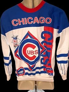Vintage Chicago Cubs girocollo Garan Inc made in USA MLB Wrigley Field Baseball Med - Foto 1 di 3