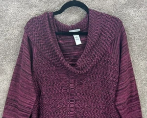 Catherines Sweater Womens 1X Purple Heather Cowl Neck Pullover 3/4 Sleeve Top - Picture 1 of 6