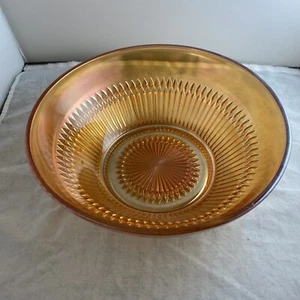 Jeannette Marigold Iridescent Carnival depression Art Glass Bowl 7 1/4” Vintage - Picture 1 of 13