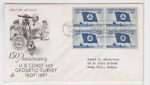 TurtlesTradingPost - Coast & Geodetic Survey #1088- FDC 1957 Artcraft Block of 4 - Picture 1 of 1
