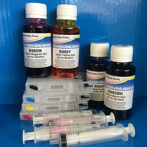 REFILLABLE REUSABLE INK CARTRIDGES 400ML INK BROTHER LC 1220 1240 1280 NON OEM - Picture 1 of 3