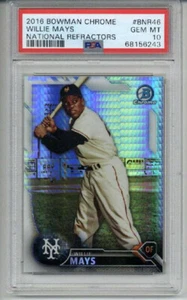 2016 BOWMAN CHROME NATIONAL REFRACTORS WILLI E MAYS CARD GIANTS PSA 10 LOW POP - Picture 1 of 2