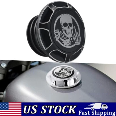 For Harley Sportster XL883 1200 Softail 1996-2014 Black Skull Fuel Tank Gas Cap - Image 1 of 4