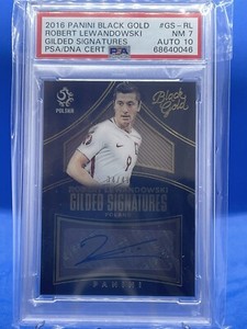 2016-17 Panini Black Gold Robert Lewandowski Refractor Auto /49 Poland PSA7