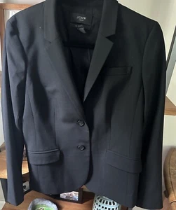 J Crew Women’s 1035 Black Blazer 2-Button Size 12 Bi Stretch Tollegno Wool Blend - Picture 1 of 8
