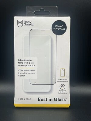 BodyGuardz - Protector de pantalla de vidrio puro de 2 bordes iPhone 11 Pro XS X Foto 1 de 3