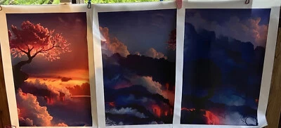 Print mountain cloud scene canvas 3 Piece Wall Art Sunset dogwood - Изображение 1 из 4