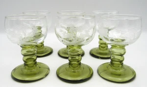 Lote de 6 vasos vintage de cristal brandy coñac olfateadores vida silvestre grabados- - Imagen 1 de 8