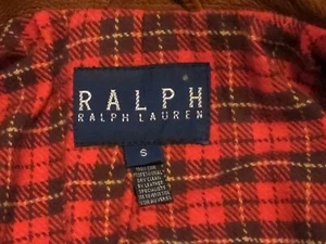 RALPH LAUREN TARTAN PLAID LINED BROWN LEATHER JACKET S coat rrl polo - Picture 1 of 6