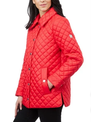 NWT Anne Klein Women's Mid Weight Quilted Snap Up Red Jacket, Size M - Image 1 of 4