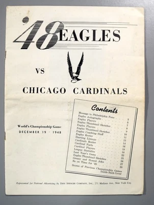 Philadelphia Eagles v Chicago Cardinals December 19th 1948 Official Game Program - Image 1 of 3