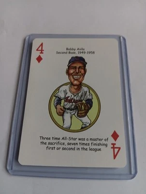 Tarjeta de béisbol Bobby Avila Cleveland Indians Hero Barajas Tarjeta de juego Foto 1 de 2