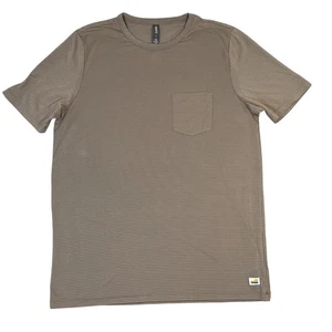 Vuori Hemd Herren klein braun gestreift Tasche Freizeit Kurzarm Performance Tee - Bild 1 von 8