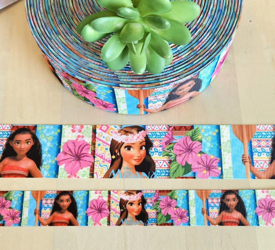 7/8 & 1.5” (1 YD) Moana Grosgrain Ribbon Disney Toddler Moana Hair Bow Ribbon - Image 1 of 1