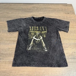 Rare Zara Kurt Cobain Nirvana Mens T-Shirt Large Gray Stonewash Made In USA B10 - Picture 1 of 18