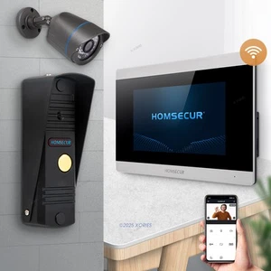 HOMSECUR 7" 4 Wire WIFI HD Video Doorbell Intercom Call Transfer External Memory - Picture 1 of 8