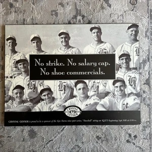 VTG Crystal Geyser Ad Sign Sponsor Ken Burns “Baseball” KQED 24x18 Masonite - Picture 1 of 12