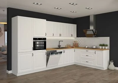 Landhaus Küche Stilo Weiß 350x210cm Küchenzeile Einbauküche Eckküche Winkelküche - Bild 1 von 4