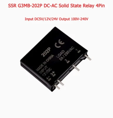 SSR Input DC5V/12V/24V Output 100V-240V G3MB-202P DC-AC Solid State Relay 4Pin - Image 1 of 4